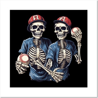 Skeleton Baseball - Halloween Baseball Design Posters and Art